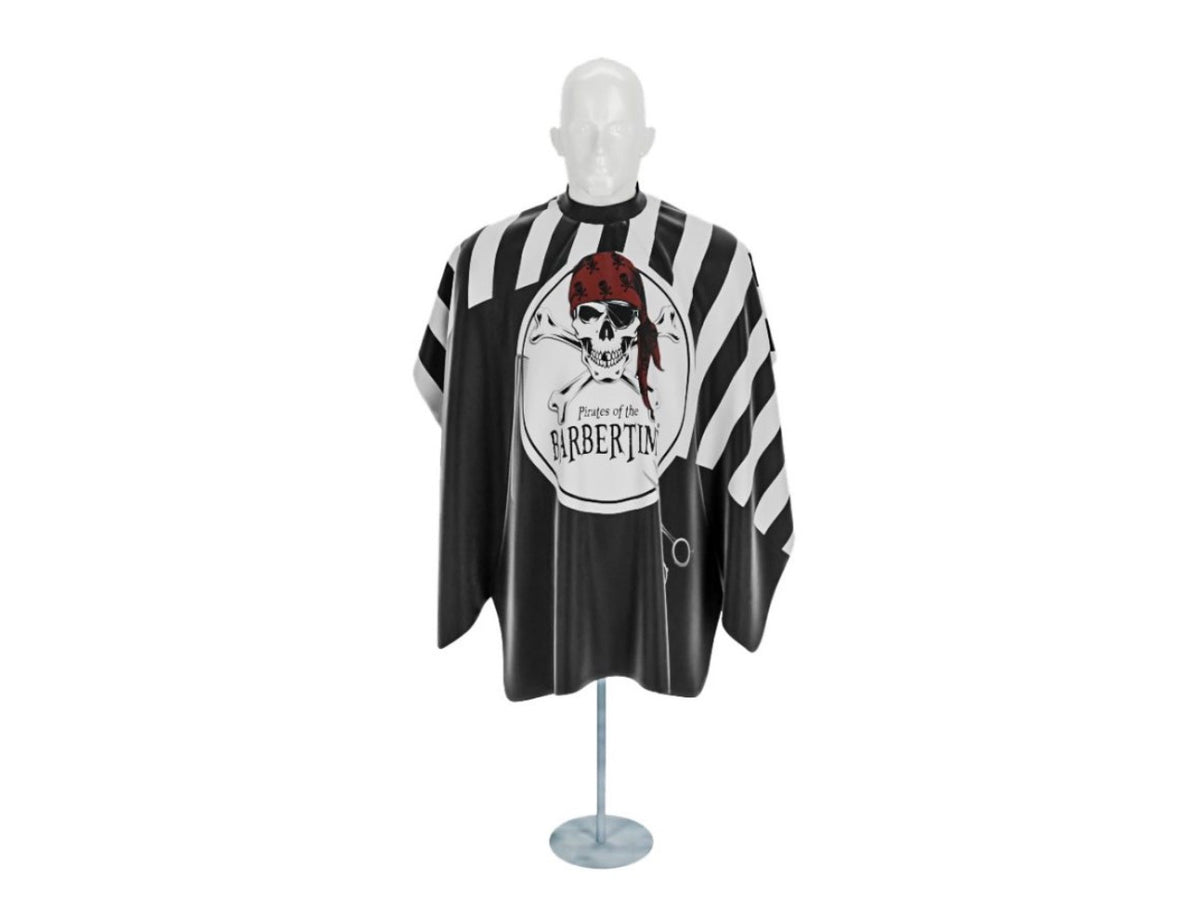 Black White Banded Pro Barber Cape