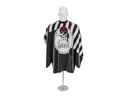 Black White Banded Pro Barber Cape