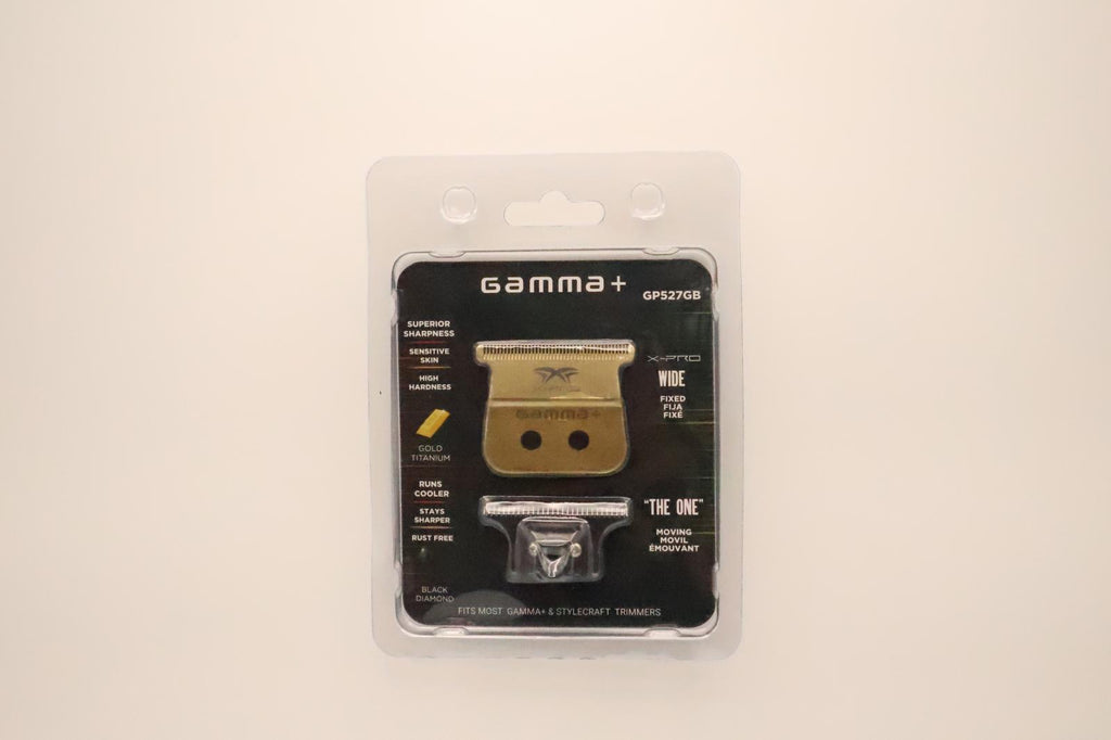 GAMMA+ WIDE GOLD TITANIUM FIXED BLADE & DLC THE ONE CUTTING TRIMMER BLADE SET