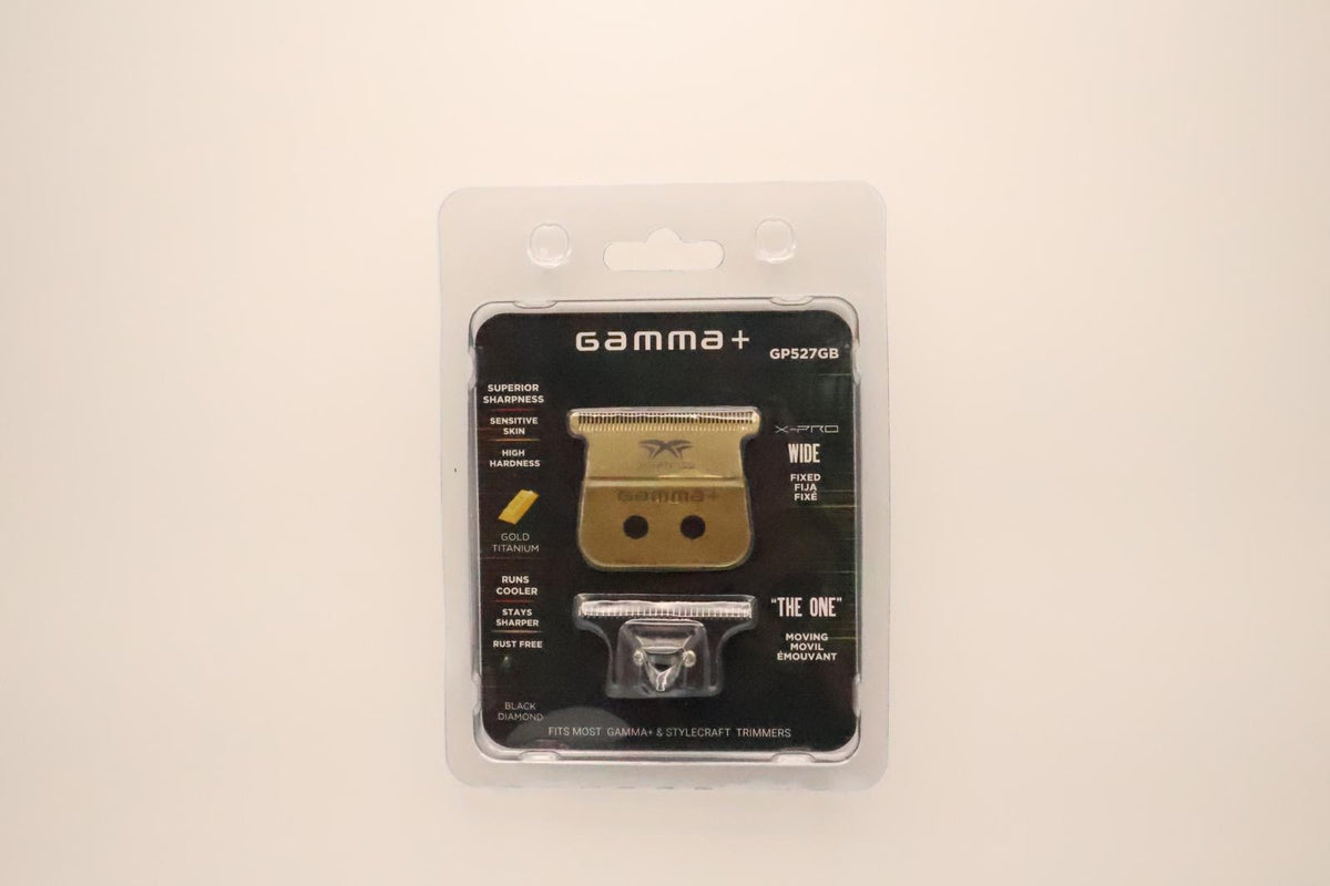 GAMMA+ WIDE GOLD TITANIUM FIXED BLADE & DLC THE ONE CUTTING TRIMMER BLADE SET