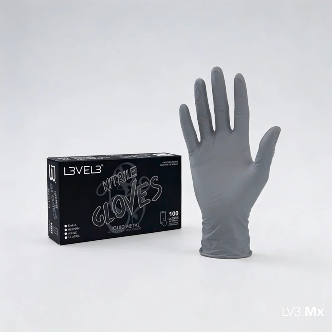 L3VEL3 NITRILE GLOVES LIQUID METAL 100CT