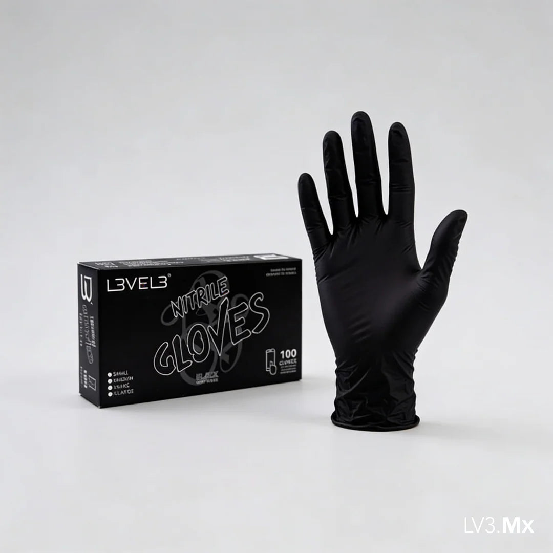 L3VEL3 NITRILE GLOVES BLACK 100CT